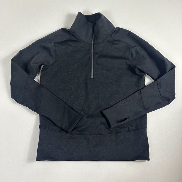 Lululemon Speckle‎ Emboss Black Run To Reset 1/2 Zip Athletic Pullover Medium - Picture 1 of 9